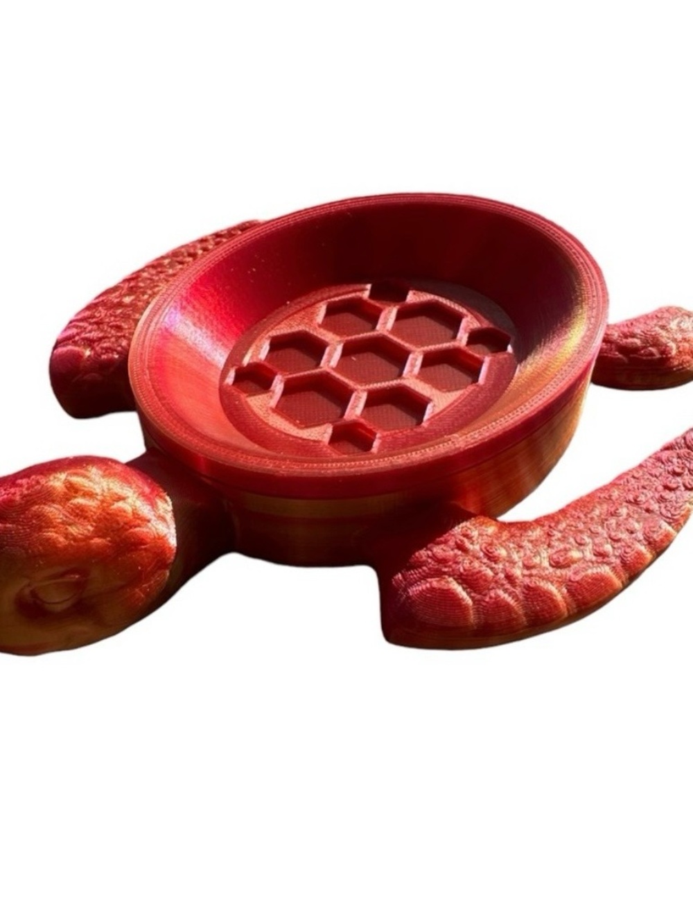 Iridescent Red Orange 3D 2 Piece Print Sea Turtle Dish
